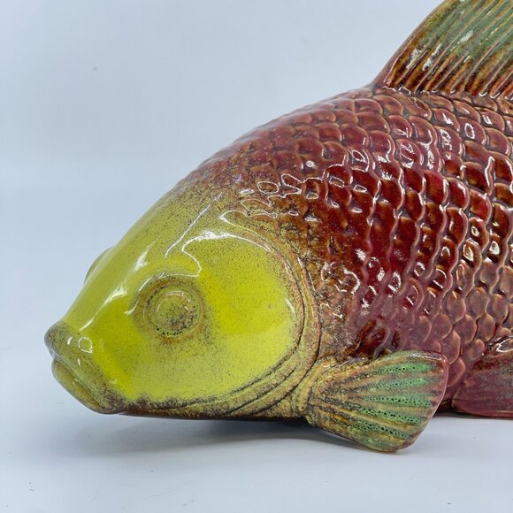 vintage ceramic koi fish intricately detailed figurine 12" long - Picture 2 of 11